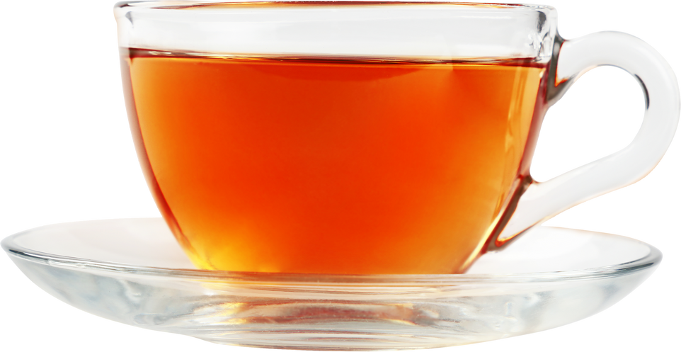 Transparent Glass Cup of Black Tea Isolated